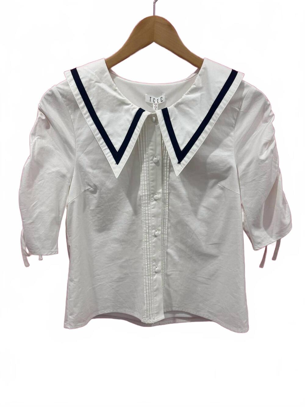 NEW TCEC women's barbara button down top in white
